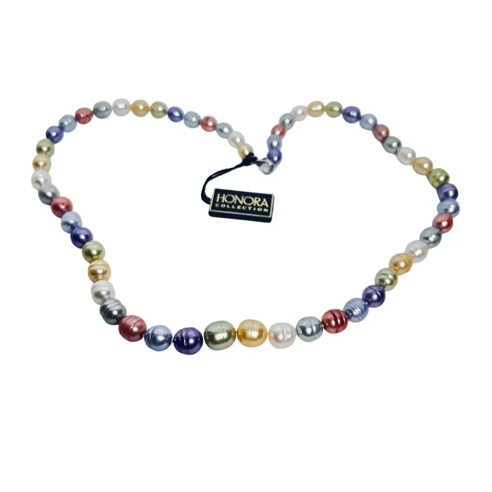 Honora Pastel Colors Graduated Freshwater Baroque Pearl Necklace (6039) - Picture 5 of 7